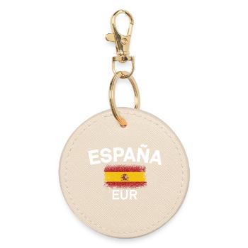 España EUR Flag Emblem - Round Keyring - oyster - Front