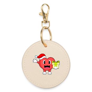 Heart Christmas Package - Round Keyring - oyster - Front