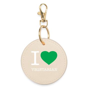 I LOVE VEGETARIAN - Round Keyring - oyster - Front