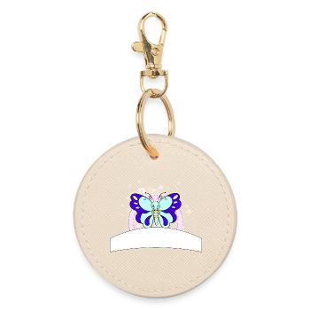 bunter Schmetterling mit Schreibfeld - Runder Schlüsselanhänger - Auster - Vorne