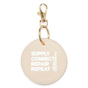 Supplying, connecting, repairing, plumbing - Round Keyring - oyster - Front