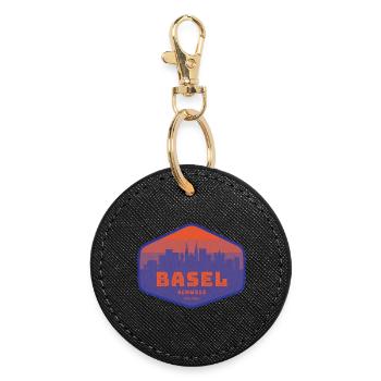 Bâle, Suisse - Porte-clés rond - noir - Devant
