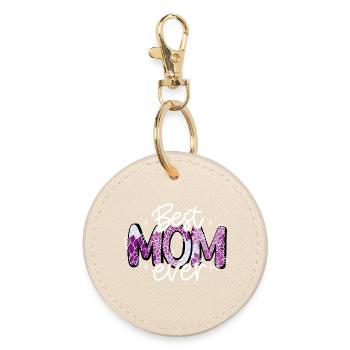 La meilleure maman de tous les temps fleurs fête des mères lettrage amour maman - Porte-clés rond - huître - Devant
