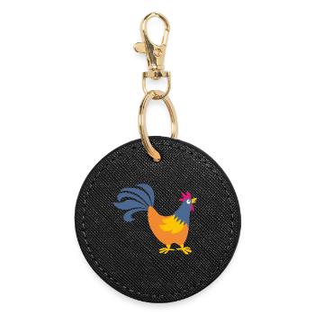 rooster rooster easter farm poultry animals egg - Round Keyring - black - Front
