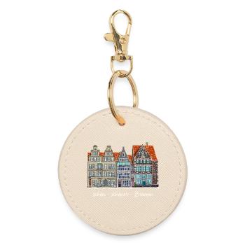 Bremen Market, Drawing, Germany - Round Keyring - oyster - Front