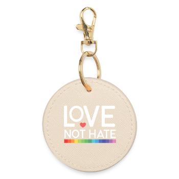 LGBT Pride Month - Love not Hate - Round Keyring - oyster - Front
