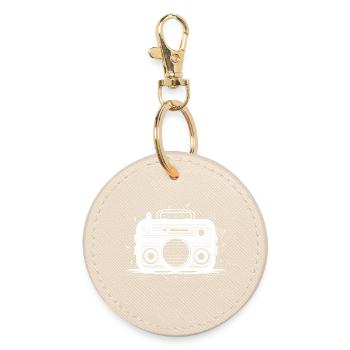 Oldschool Radio Sketch - Round Keyring - oyster - Front