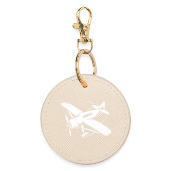 Propeller Plane Drawing - Round Keyring - oyster - Front