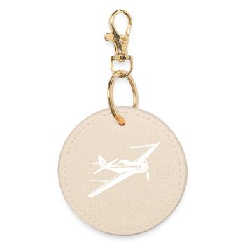 Propeller Plane Sketch - Round Keyring - oyster - Front