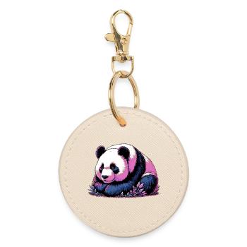 Panda - Runder Schlüsselanhänger - Auster - Vorne
