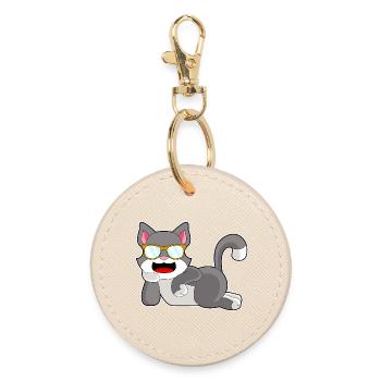 Lunettes de soleil chat - Porte-clés rond - huître - Devant