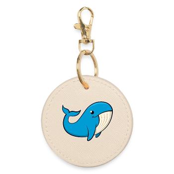 Cheerful image of a blue whale - Round Keyring - oyster - Front