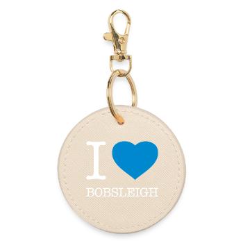 I LOVE BOBSLEIGH Bobfahren - Round Keyring - oyster - Front