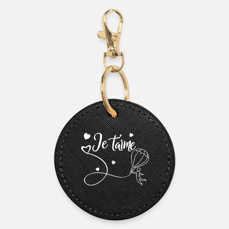 I love you - Round Keyring - black