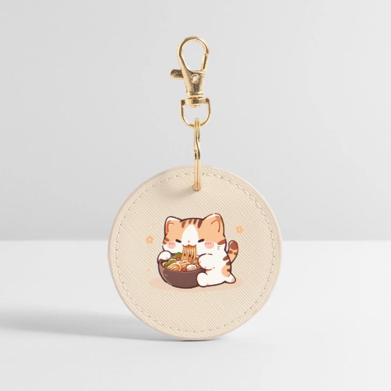 Mème de chat mangeant des spaghettis Porte-clés rond