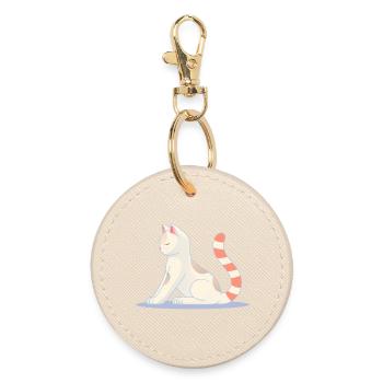Chat en posture de yoga méditatif - Porte-clés rond - huître - Devant