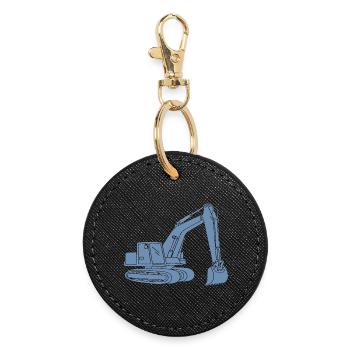 Excavator Silhouette Construction Equipment Operator Civil Engineering - Round Keyring - black - Front