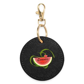 Piece of Watermelon with Decorative Font -Summer - Round Keyring - black - Front