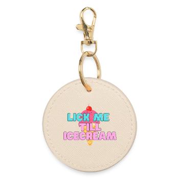Sweet IceCream Lick Me  - Round Keyring - oyster - Front