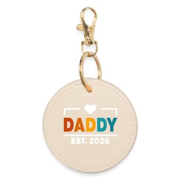Daddy Est 2026 First Daddy New Dad Est 2026 - Round Keyring - oyster - Front