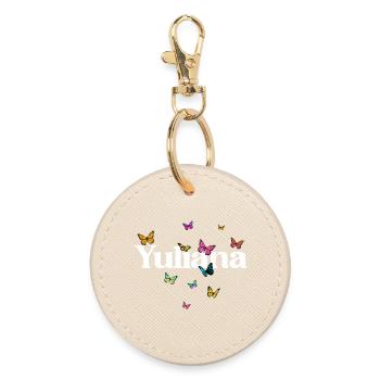 Beau prénom de fille avec des papillons YULIANA - Porte-clés rond - huître - Devant