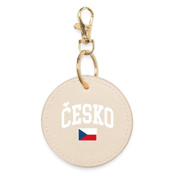 Czech Republic Flag - Round Keyring - oyster - Front