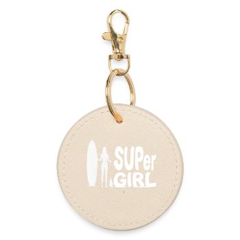 SUPer Girl mit Stand Up Paddle SUP Design  - Runder Schlüsselanhänger - Auster - Vorne