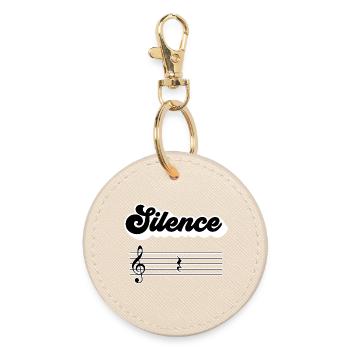 Silence Solfeggio Geschenk Musikermusik - Runder Schlüsselanhänger - Auster - Vorne