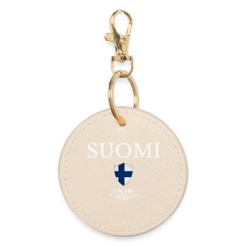 Originally from Finland, born in Finland - Round Keyring - oyster - Front