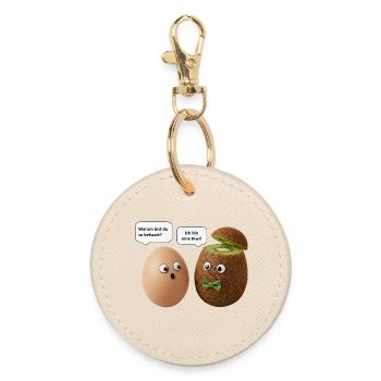 Kiwi and Egg Comedy Design - Round Keyring - oyster - Front