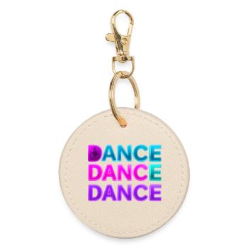 DANCE DANCE DANCE – Neon 80s mit Boxen - Runder Schlüsselanhänger - Auster - Vorne