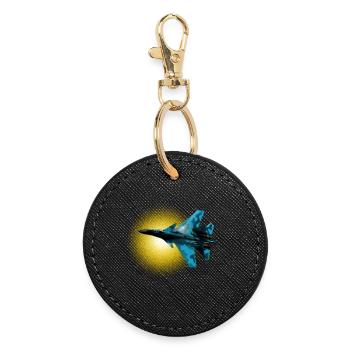 Bleu Camouflage Avion De Chasse Cercle De Soleil - Porte-clés rond - noir - Devant