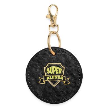 Nom de la femme Alessa - Porte-clés rond - noir - Devant