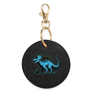 Blauer Mutanten Dinosaurier Design - Runder Schlüsselanhänger - Schwarz - Vorne