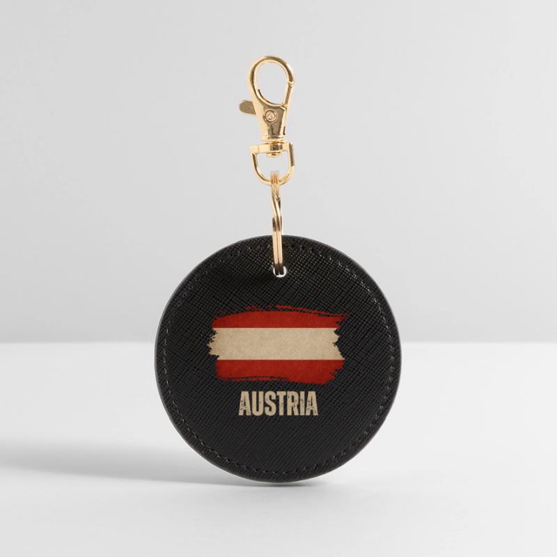 Austrian grunge flag, Austrian pride Round Keyring