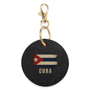 Drapeau grunge de Cuba, fier Cubain - Porte-clés rond - noir - Devant
