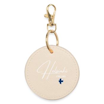Helsinki Finland, elegant design Helsinki - Round Keyring - oyster - Front