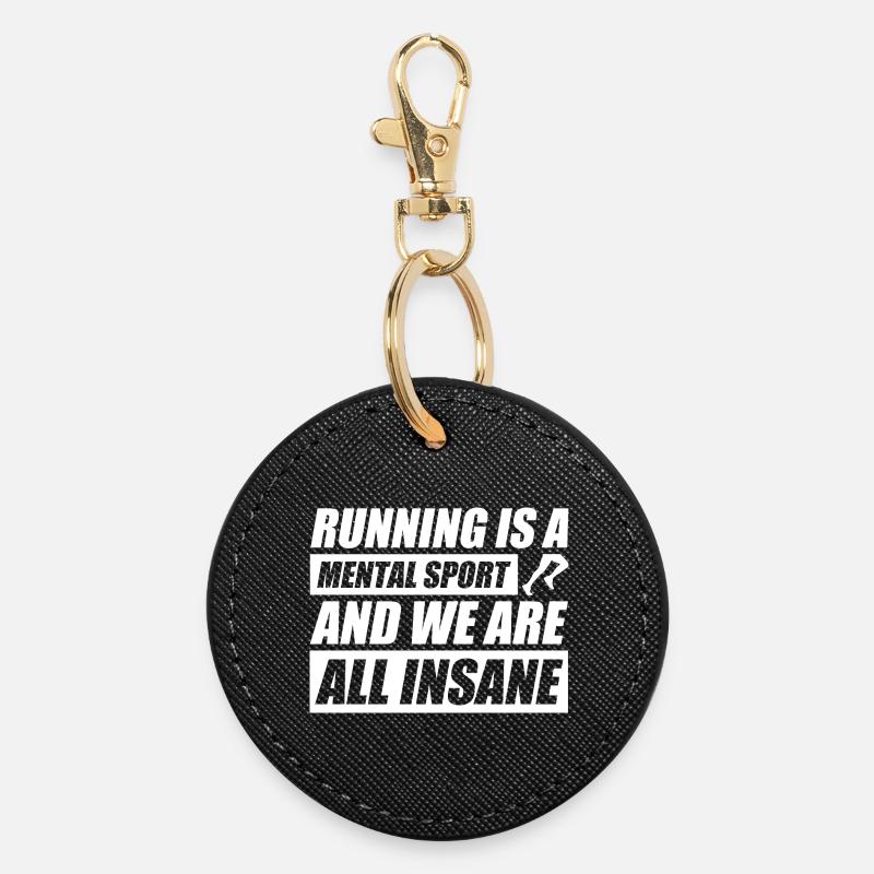 Running is a mental sport funny jogging runner - Round Keyring - black