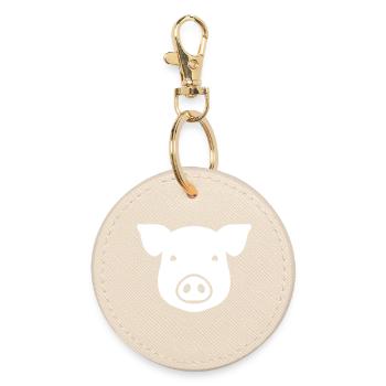 Cute Pig Head Icon Vector - Round Keyring - oyster - Front