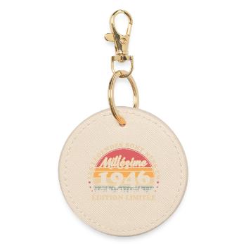 Vintage 1946 Vintage Retro 80 Year Old Birthday - Round Keyring - oyster - Front