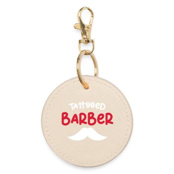 Motif de moustache de barbier tatouée - Porte-clés rond - huître - Devant