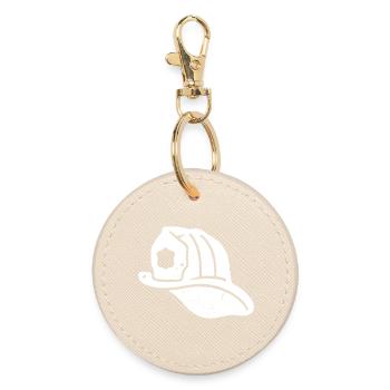 US Firefighter Helmet Vintage Grunge Vector - Round Keyring - oyster - Front