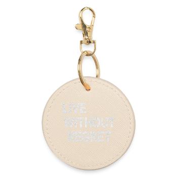 Live Without Regret: Cracked Typography motivation - Round Keyring - oyster - Front