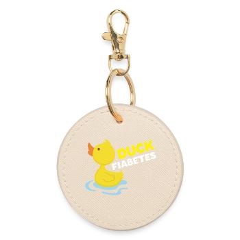 Duck Fiabetes Funny Rubber Duck Pun T1D Awareness - Round Keyring - oyster - Front