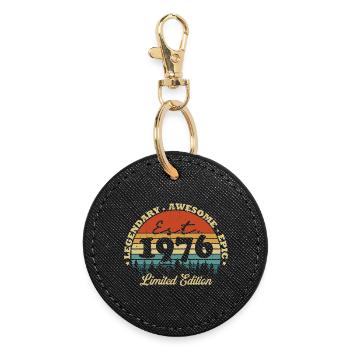 Legendär seit 1976 – Vintage Geburtstagsgeschenk - Runder Schlüsselanhänger - Schwarz - Vorne