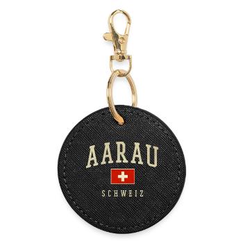 Emblème vintage d’Aarau Suisse - Porte-clés rond - noir - Devant