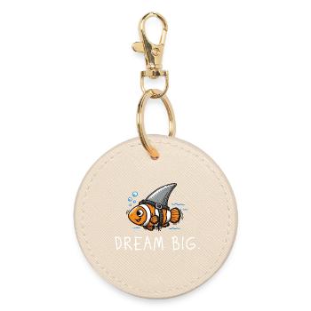 Dream Big – Clownfisch als Hai Illustration - Runder Schlüsselanhänger - Auster - Vorne