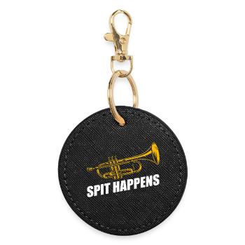 Spit happens trumpet player - Round Keyring - black - Front