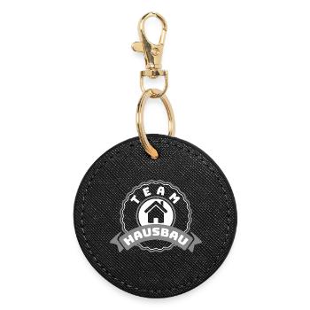 Team House Building Badge Logo - Round Keyring - black - Front