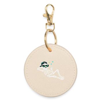 Casual skeleton in sunglasses - Round Keyring - oyster - Front